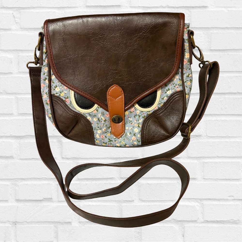 Mossimo Supply Co Brown and Floral Owl Crossbody Bag